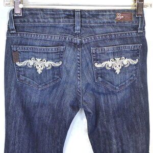 Paige Hollywood Hills Classic Rise Boot Mid Blue Wash Denim Jean, Size 25